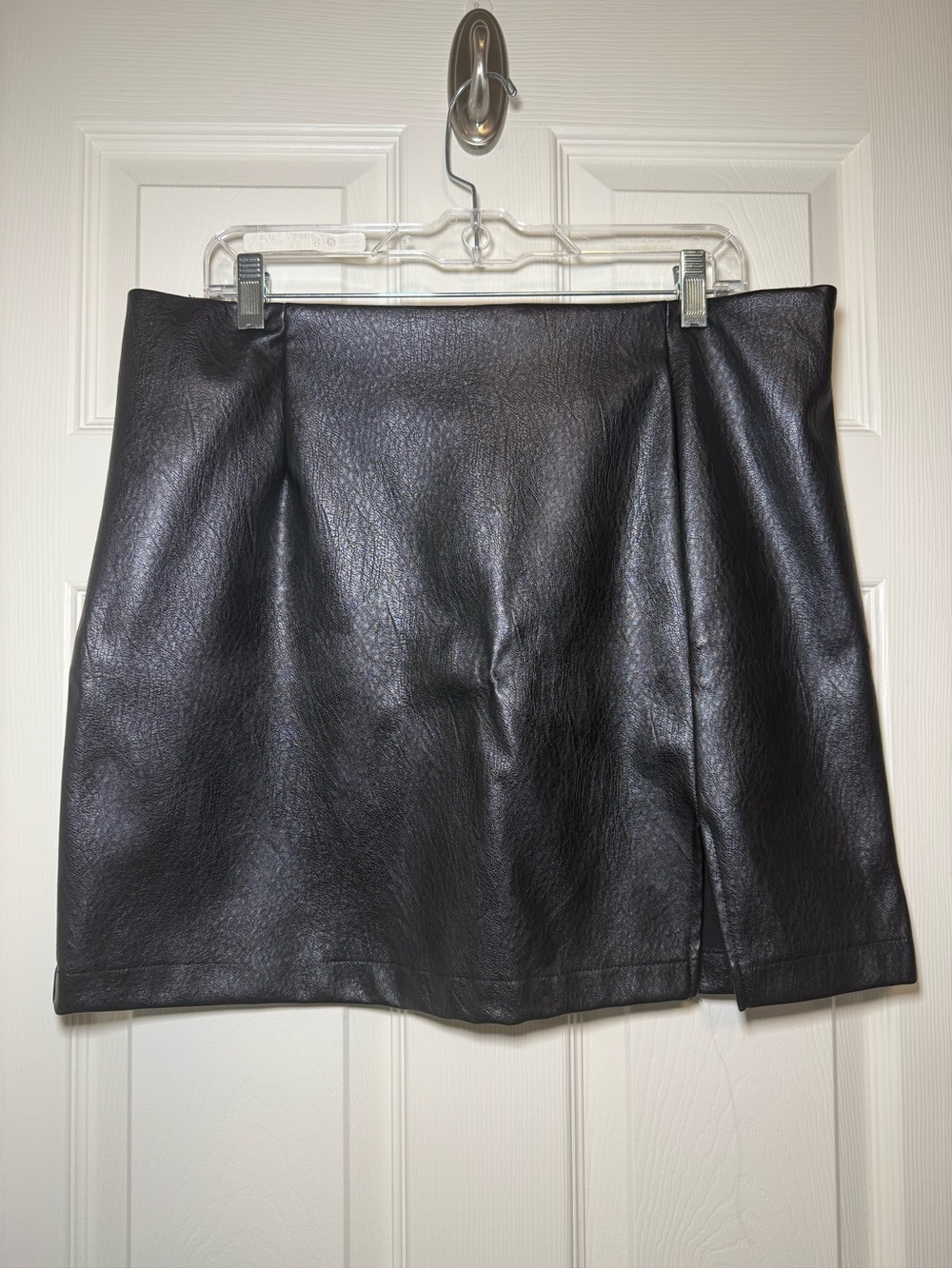 Wild Fable Black Faux Leather Mini Skirt with Side Slit
